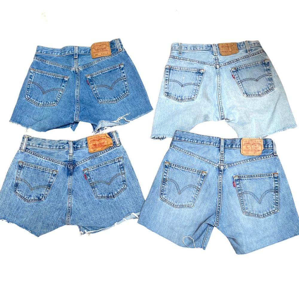 LESLIE HAMEL JEANS HANDPAINTED MUSHROOM VINTAGE LEVIS 501 CUTOFF SHORTS - Picture 7 of 9